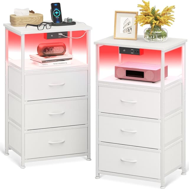 Imagen de Coleshome Comodino con LED 40x30x70 cm confezione da 2 en OfertitasTOP