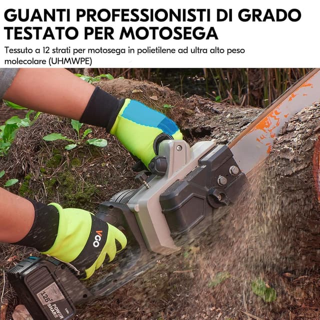 Detalle de Guanti motosega antitaglio a 12 strati Vgo... GA9767 (Talgia 10/XL, verde) con touchscreen