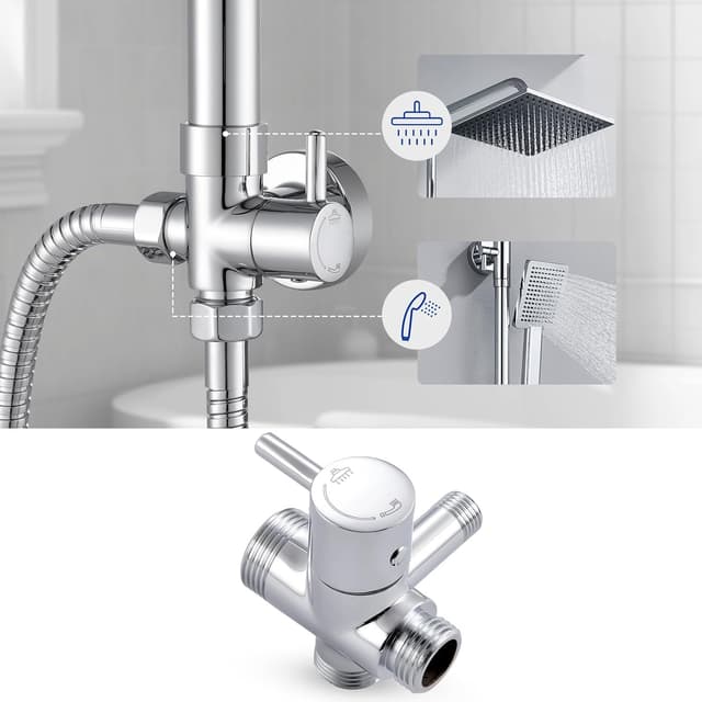 Detalle de Auralum Colonna Doccia Senza Miscelatore con Soffione Quadrato 25x25 cm e Doccetta, Altezza Regolabile 74–109 cm