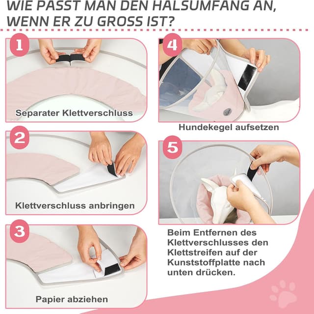 Thumbnail 6 de Supet weiche Halskrause Hund (Alternative zur Elizabethan-Kragenschutzzone) zum Verhindern des Belecken nach OP, Hellrosa – passende Größen für kleine bis große Hunde