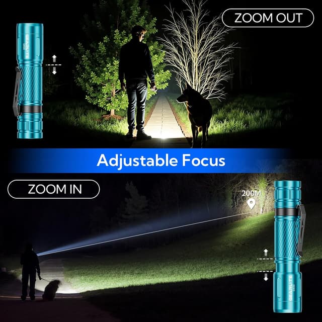 Detalle de GEARLITE G800 Mini LED-Taschenlampe (aufladbar) mit Zoom, 3 Modi und IP65