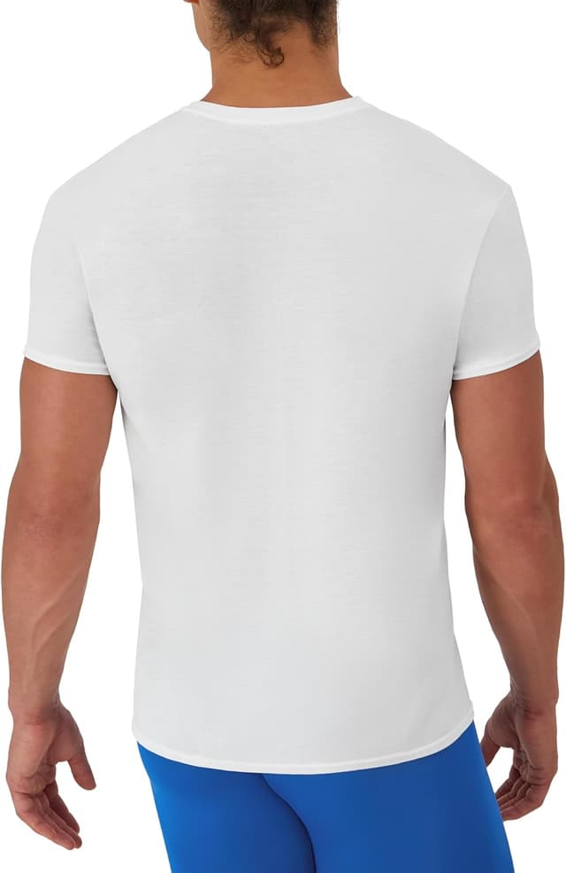 Detalle 2 de Hanes Men’s Performance Crew Undershirt with X-Temp Moisture Control (5-Pack) in White