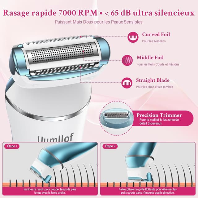 Detalle 2 de Ruycllo Rasoio Elettrico Donna 2 in 1 trimmer bikini impermeabile IPX7 🪒