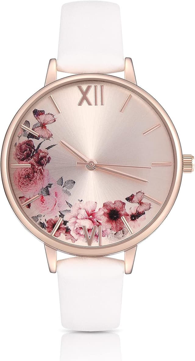 Detalle de KIMOMT Damenarmbanduhr mit Lederband – Japanisches Quarzwerk, wasserdicht für Alltagssituationen