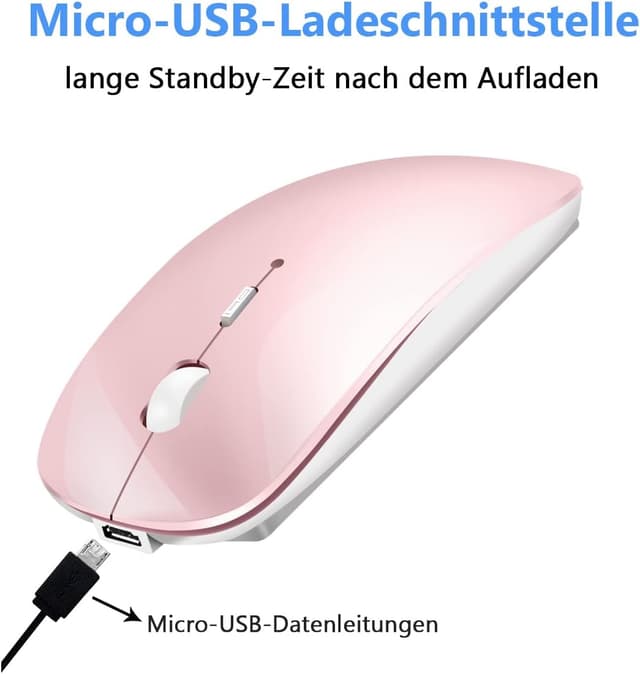Detalle de LEAPEST Dual-Mode kabellose Bluetooth-Maus mit 2,4-GHz-USB-Adapter (Rosa) für MacBook, iPad, Laptop & Desktop