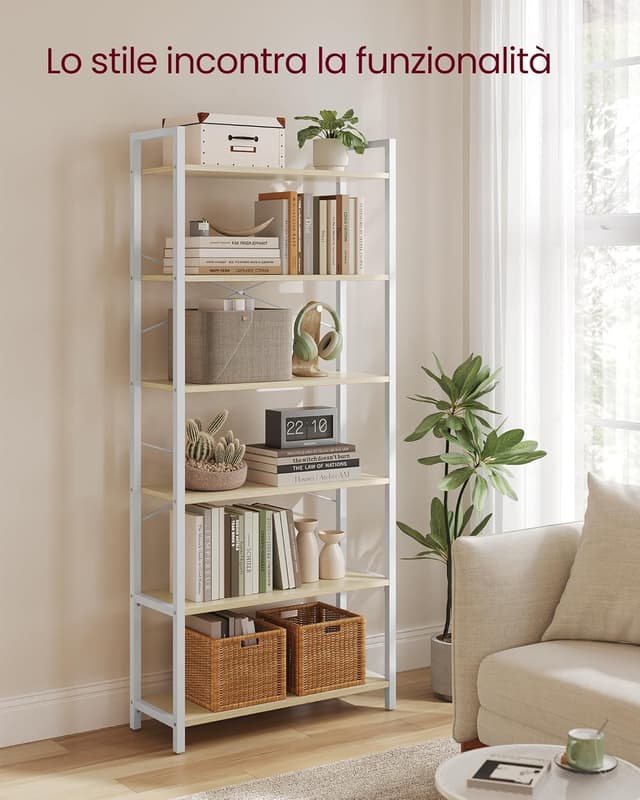 Detalle de VASAGLE LLS062LL01 scaffale alto a 6 ripiani in stile industriale (30 x 64 x 185,5 cm)