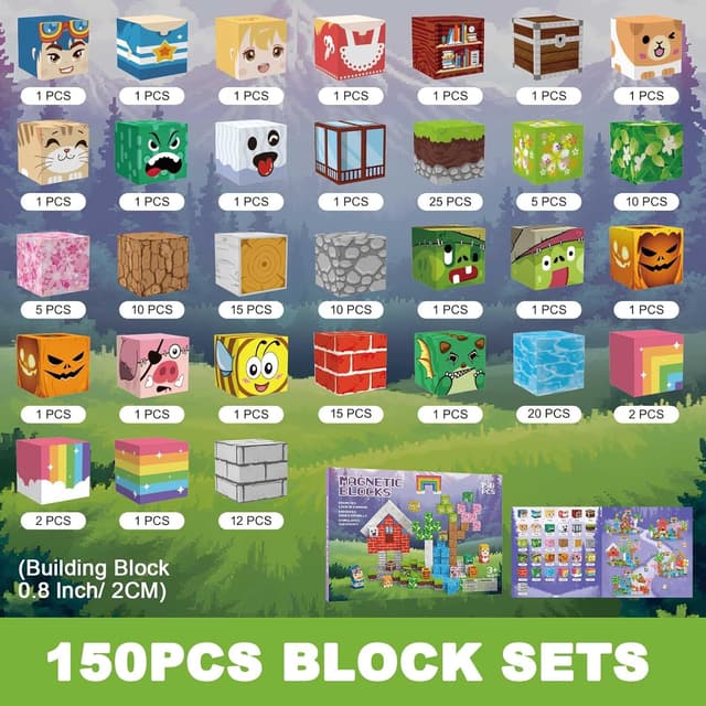 Detalle de Crifeton Costruzioni Magnetiche per Bambini, 150 pezzi da 2 cm (a partire da 3 anni)