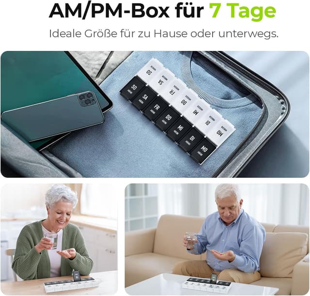 Thumbnail 6 de AUVON Tablettenbox 7 Tage mit großen Fächern