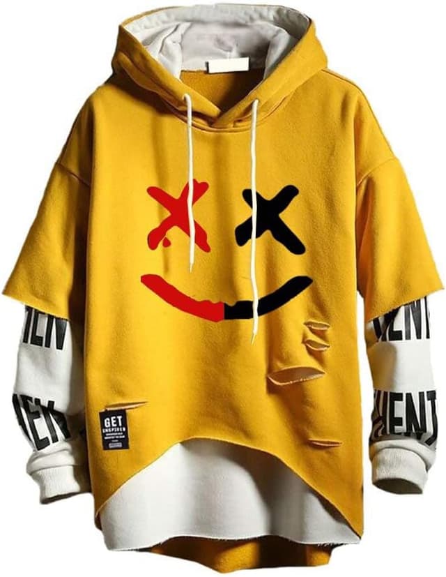 Thumbnail 6 de Hello MrLin Herren Techwear Hoodie im Japan Streetwear Patchwork-Look