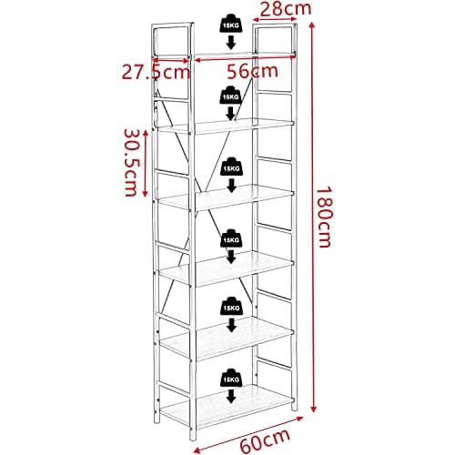 Thumbnail 2 de WOLTU Estantería Alta 6 Niveles Roble y Blanco 🪵