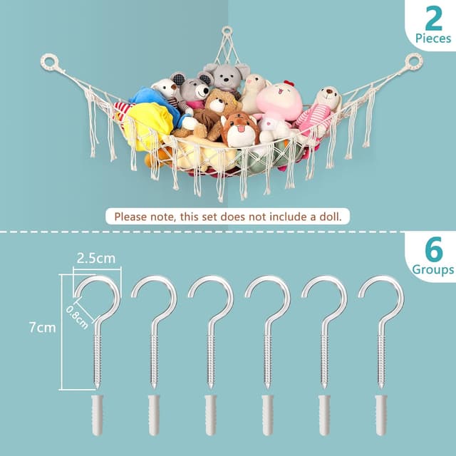 Detalle 2 de WUFANC Rete Porta Peluche 2 Pezzi 140x102x102 cm