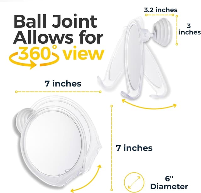 Thumbnail 4 de HONEYBULL Fogless Shower Mirror with Suction Mount ⌁ Anti-Fog Glass Mirror