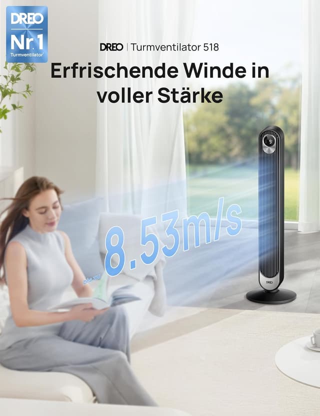 Detalle 2 de DREO Turmventilator DC Motor 12h Timer