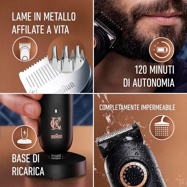 Detalle de King C. Gillette Barba Pro MAX – Rasoio elettrico senza fili con 40 impostazioni e 4 pettini intercambiabili
