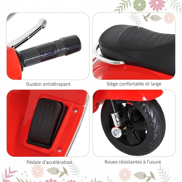 Thumbnail 5 de HOMCOM Vespa Scooter Électrique Enfants