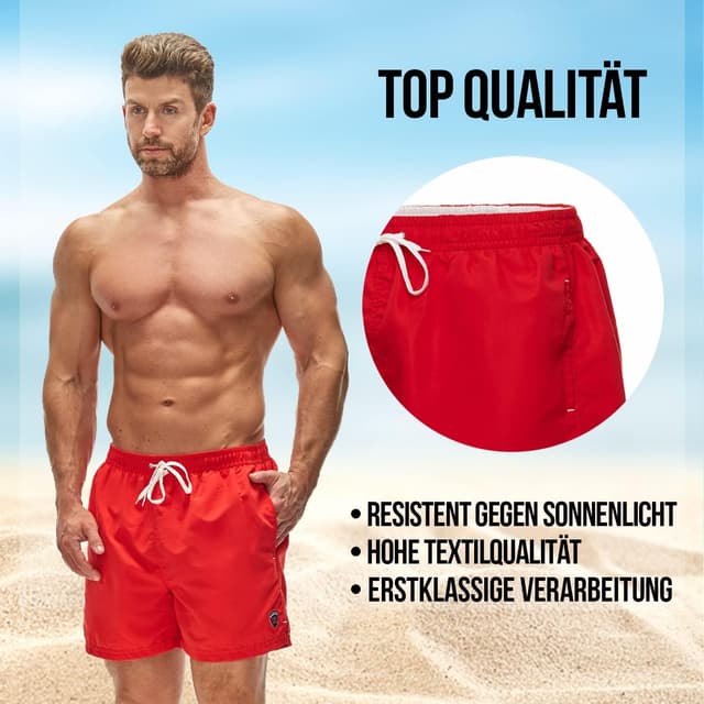 Detalle de Zagano Adam Lipski Badehose Herren schnelltrocknend – Boardshorts mit Kordel & Mesh-Einsätzen (S–6XL)
