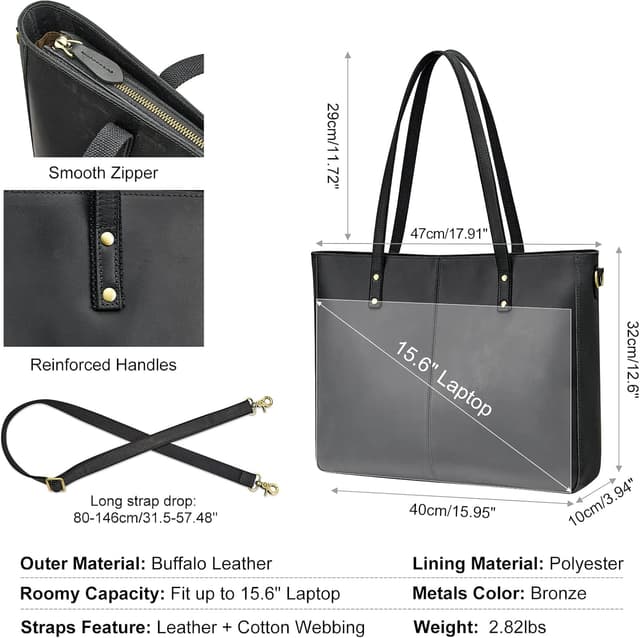 Detalle de S-ZONE Donna Borsa a Tracolla in Vera Pelle Crazy Horse vintage con scomparto per PC 15,6”