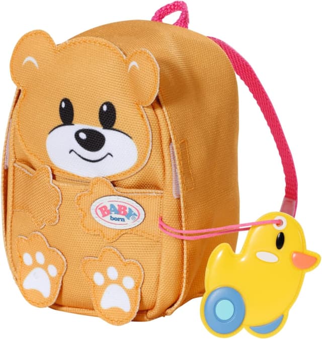 Detalle de BABY born Zapf Creation Kindergarten-Rucksack-Set 834961 (36 cm) in Bärenform mit Lunchbox & Trinkflasche, gelb
