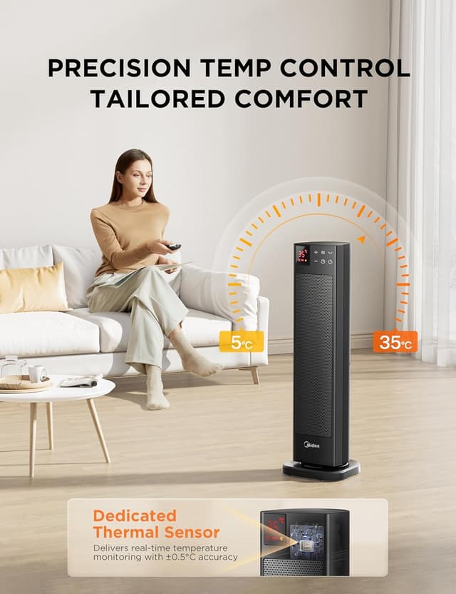 Thumbnail 5 de Midea MTH201ERB 2000W ceramic heater with thermostat