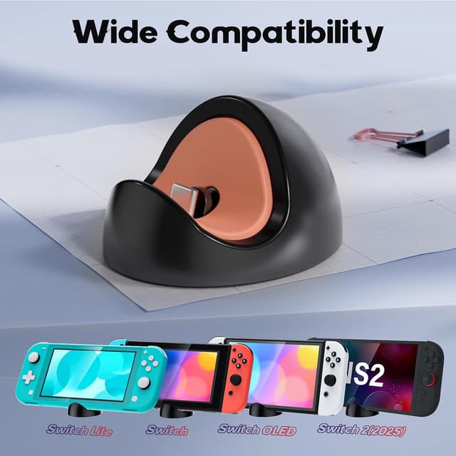 Detalle de Gorixer Station d’accueil Portable pour Nintendo Switch 2 (OLED/Lite) ou 1 : mini chargeur officiel avec support, noir
