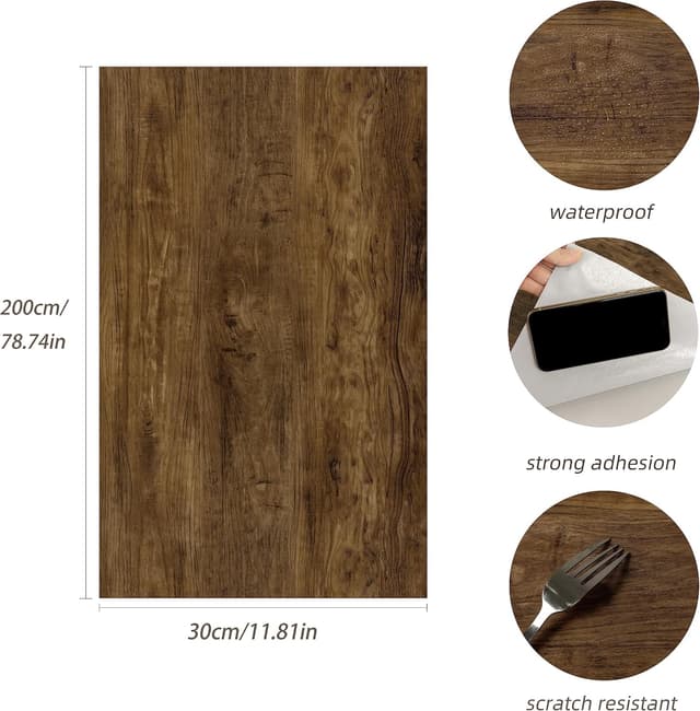 Detalle de Wood effect sticky back vinyl roll 60cm