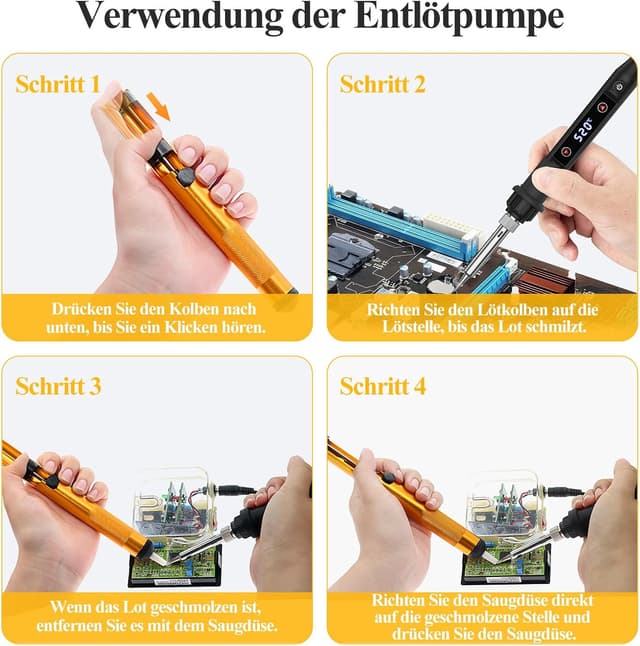 Thumbnail 6 de Lötkolben-Set 80 W mit LED Temperaturregelung (180–520 °C) – inkl. Entlötpumpe, Spitzen & Zubehör