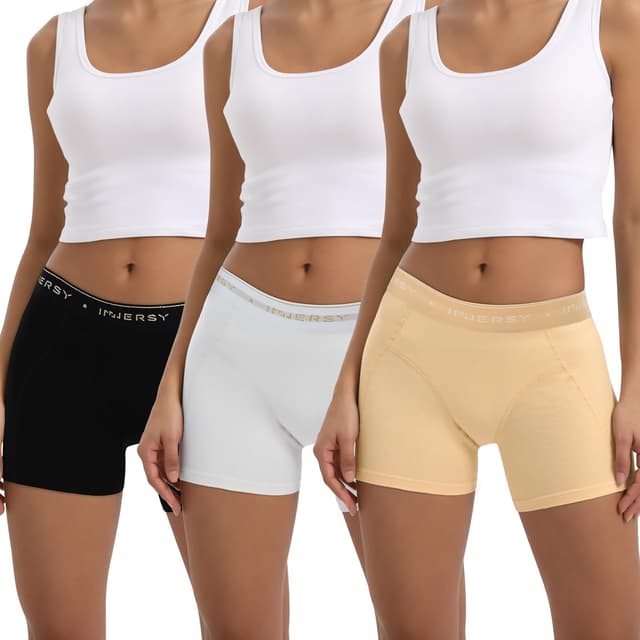 Thumbnail 6 de INNERSY Boxer Femme Coton Stretch Shorty Taille Basse – Caleçon court en lot de 3