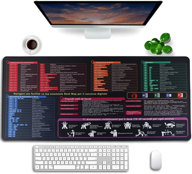 Detalle de FEMONGY tappetino mouse Excel in italiano XXL 900 x 400 x 3 mm, design impermeabile e base antiscivolo