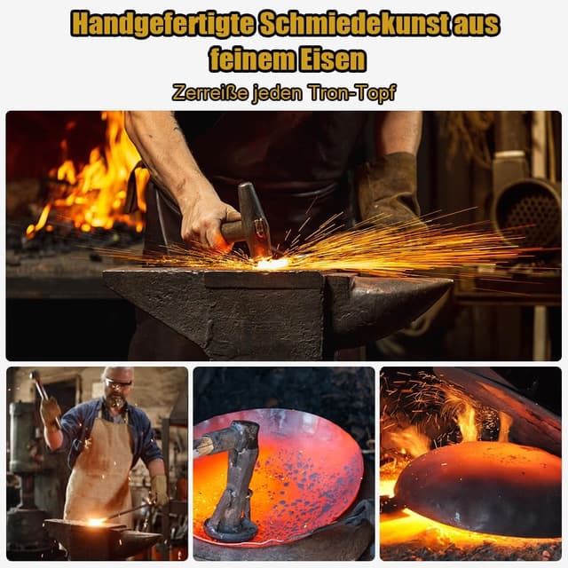 Detalle 2 de Fosoloni Japanische Eisenpfanne mit Holzdeckel-Set (Eisen, unbeschichtet, antihaftfrei)