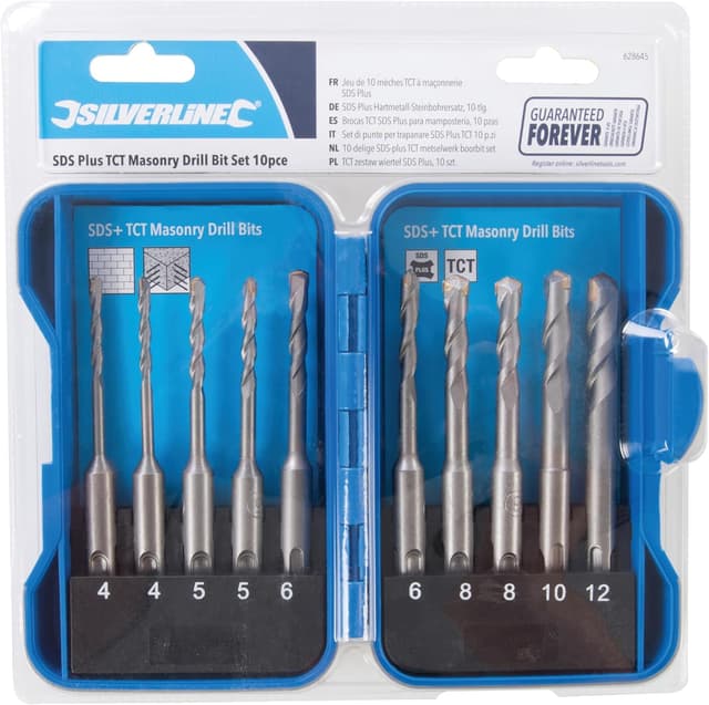 Detalle 2 de Silverline 628645 — Jeu de 10 mèches TCT SDS Plus pour maçonnerie