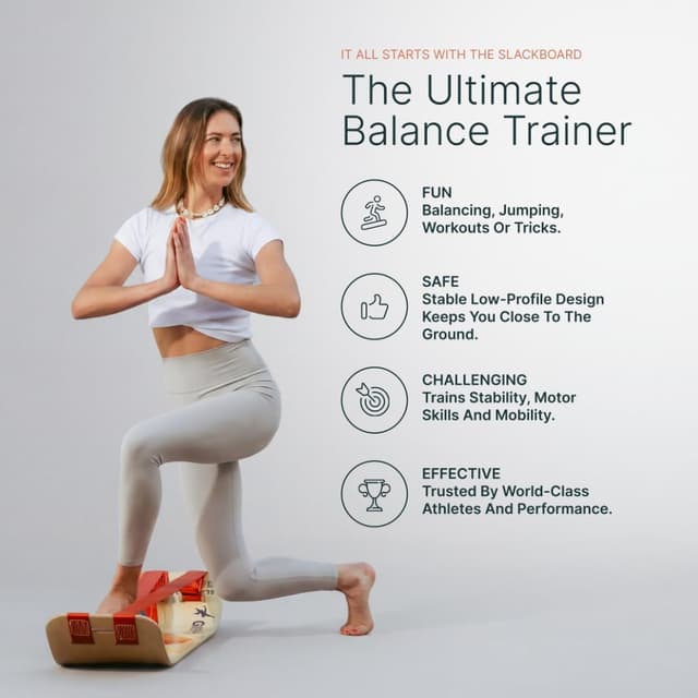 Detalle de GIBBON SlackBoard GiBoard Balance Board – Slackline balance trainer for core, desk workouts & yoga