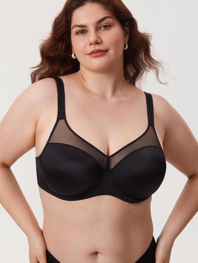 Detalle de DELIMIRA Damen T-Shirt-BH mit Bügel, Vollschalen und U-Rücken-Design (große Größen)