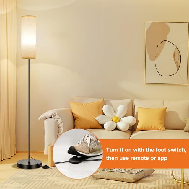 Thumbnail 6 de Frideko Floor Lamp with RGB Smart LED Bulb, Remote, Foot Switch & Timer (Beige shade)