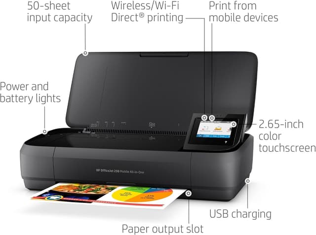 Detalle 2 de HP OfficeJet 250 Mobile Printer (Black/White) — print, copy & scan on the move