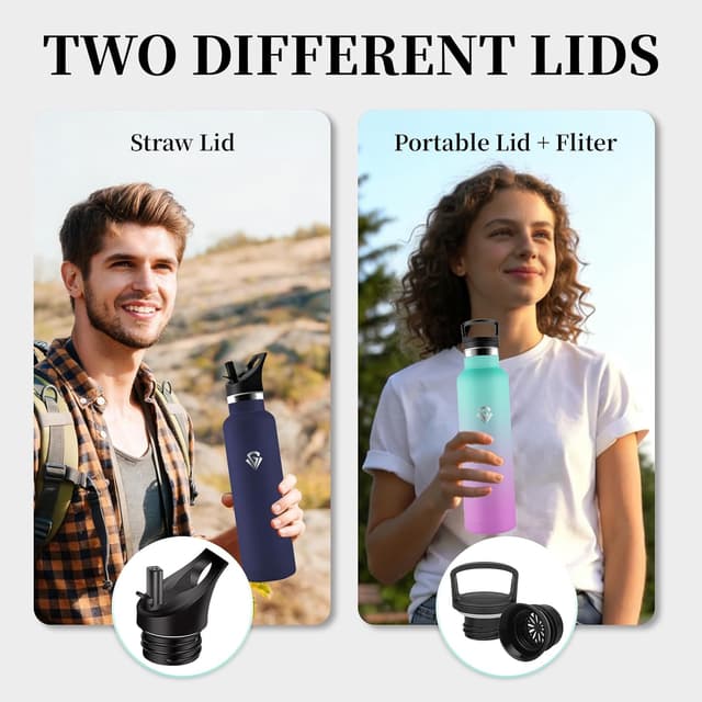 Detalle de Mujigaga borraccia termica da 1 litro in acciaio inox con cannuccia, senza BPA e anti-perdite