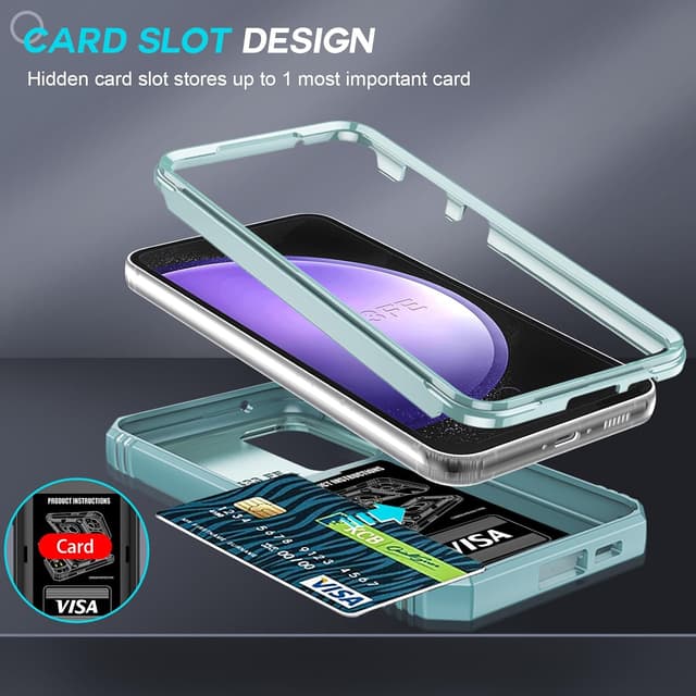 Thumbnail 6 de LeYi Galaxy S23 FE case with camera cover slider and ring stand (green) + 2-pack tempered glass screen protectors