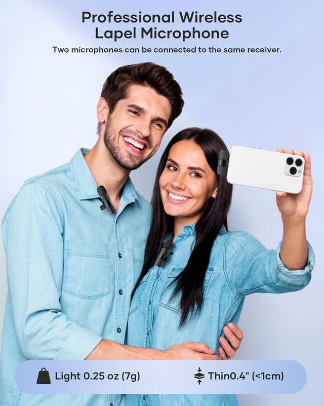 Detalle de KUKIHO Wireless Lavalier Microphone 2 Pack