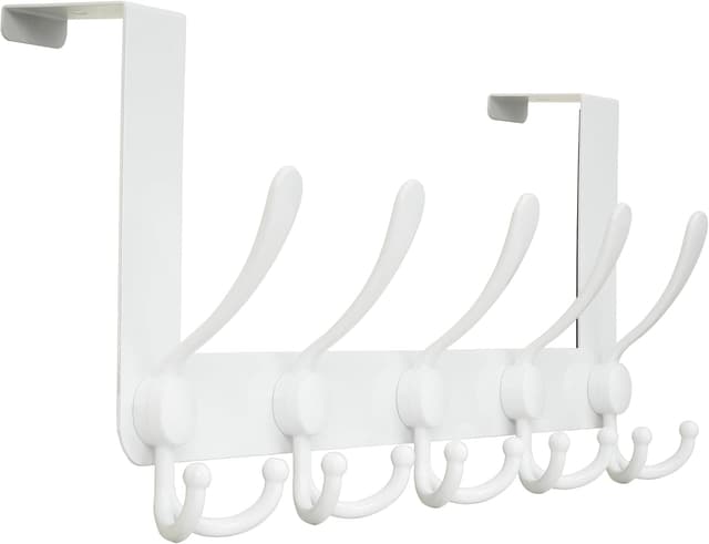 Detalle de HONSKY Over Door Hook – Stylish 5 Triple Hooks (White) door towel rack