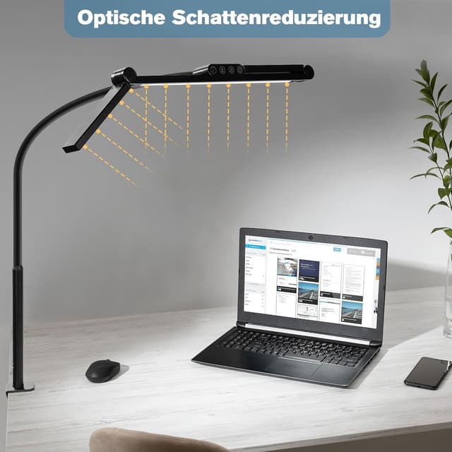 Thumbnail 6 de Asstikoo LED-Schreibtischlampe dimmbar, 24 W, faltbar und klemmbare Monitorlampe fürs Homeoffice