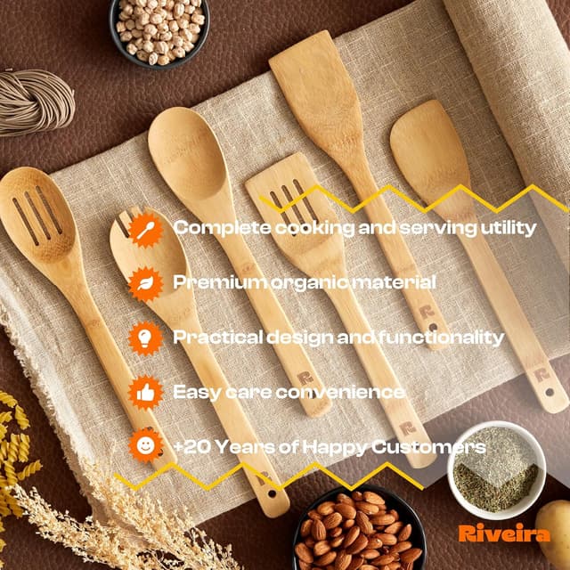 Thumbnail 5 de Riveira Bamboo Cooking Spoons 6-piece 🍴