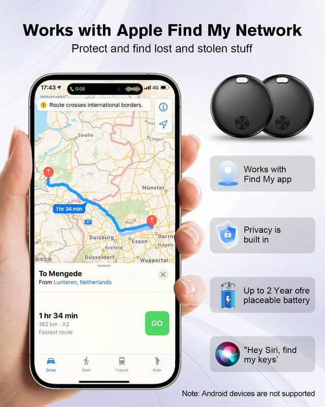 Detalle de Hauibela weTag mini Air Tracker Tag item finder for Apple Find My (iOS only) – 2-pack