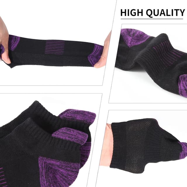 Detalle 2 de BUDERMMY Trainer Socks for Women (6 Pairs) – Cushioned, Breathable Cotton Ankle Sports Socks