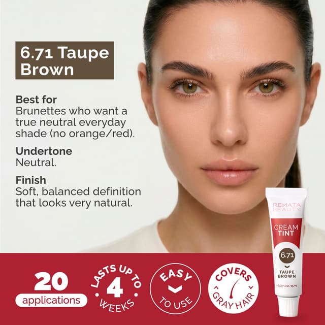 Detalle 2 de RB Renata Beauty Tint Kit for Spot Coloring (Cream Hair Dye Kit) – Taupe Brown, Up to 4 Weeks, 20 Applications