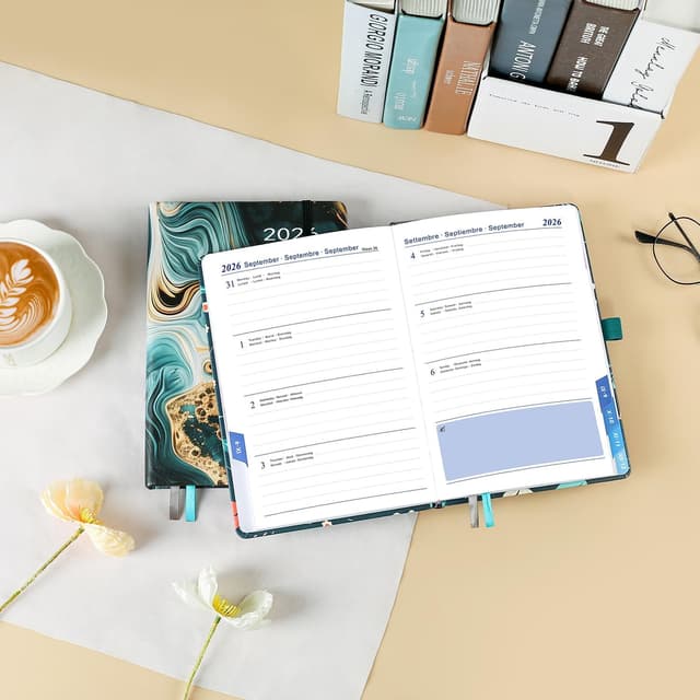 Detalle 2 de Agenda settimanale A5 2026 nero marmo 📔