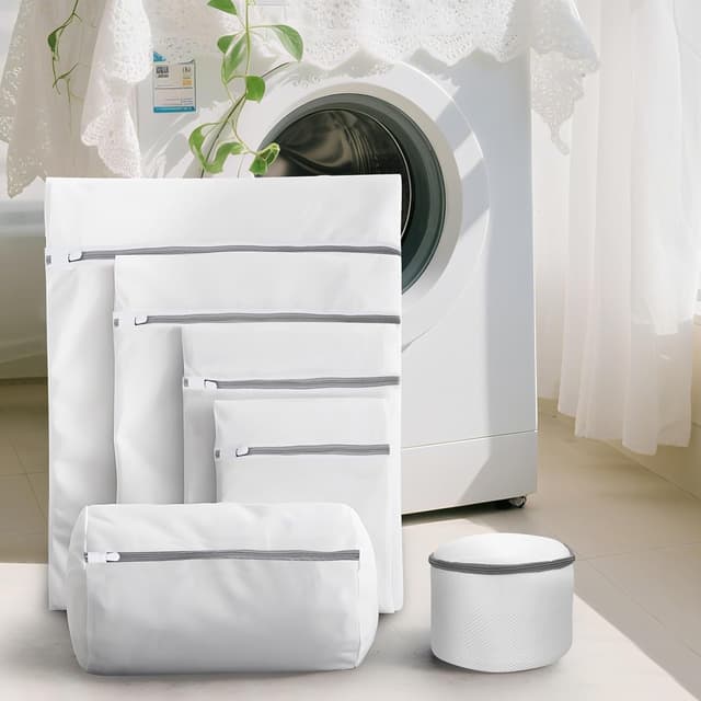 Detalle de Jukibole Wäschenetz-Set mit Netzreißverschluss – 10 Wäschesäcke für Feinwäsche, Unterwäsche & mehr