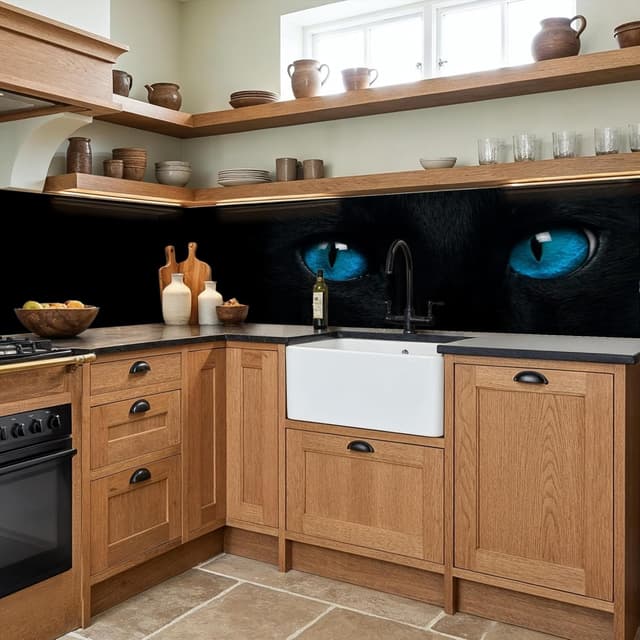 Detalle de KitchenYeah Rückwand Küche 80x500 cm – selbstklebender Rückwandschutz mit Glasoptik-Design