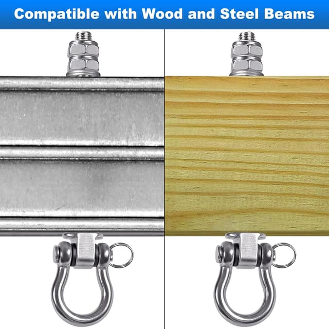 Detalle de BeneLabel 4er Schaukelhaken Lager (175 mm) aus 304 Edelstahl, drehbar, für Hängematten, Hängesessel & schwere Anwendungen