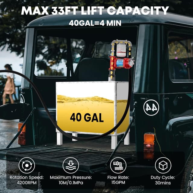 Thumbnail 3 de POXURIO 15GPM 12V Fuel Transfer Pump