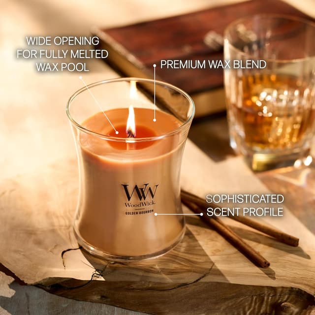 Detalle de Bougie parfumée WoodWick « Bourbon doré »