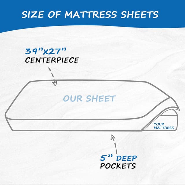 Detalle de SPRINGSPIRIT Travel Cot Fitted Sheet (2 Pack) – Ultra-soft fitted sheets for portable playards, 95x65cm, White & Grey